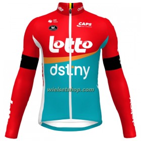 Wielershirt 2023 Lotto Dstny Lange Mouw - Rood Geel Azuur